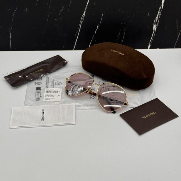 NEW TOM FORD TF1028 32Z WOMEN AVIATOR GOLD PINK SUNGLASSES TOM FORD RIO FT1028/S - Picture 11 of 12
